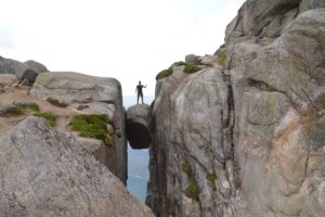 Kjerag Mountain suspended boulder