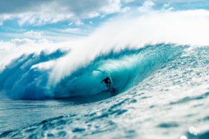 Big wave surfing Tahiti Teahupo’o